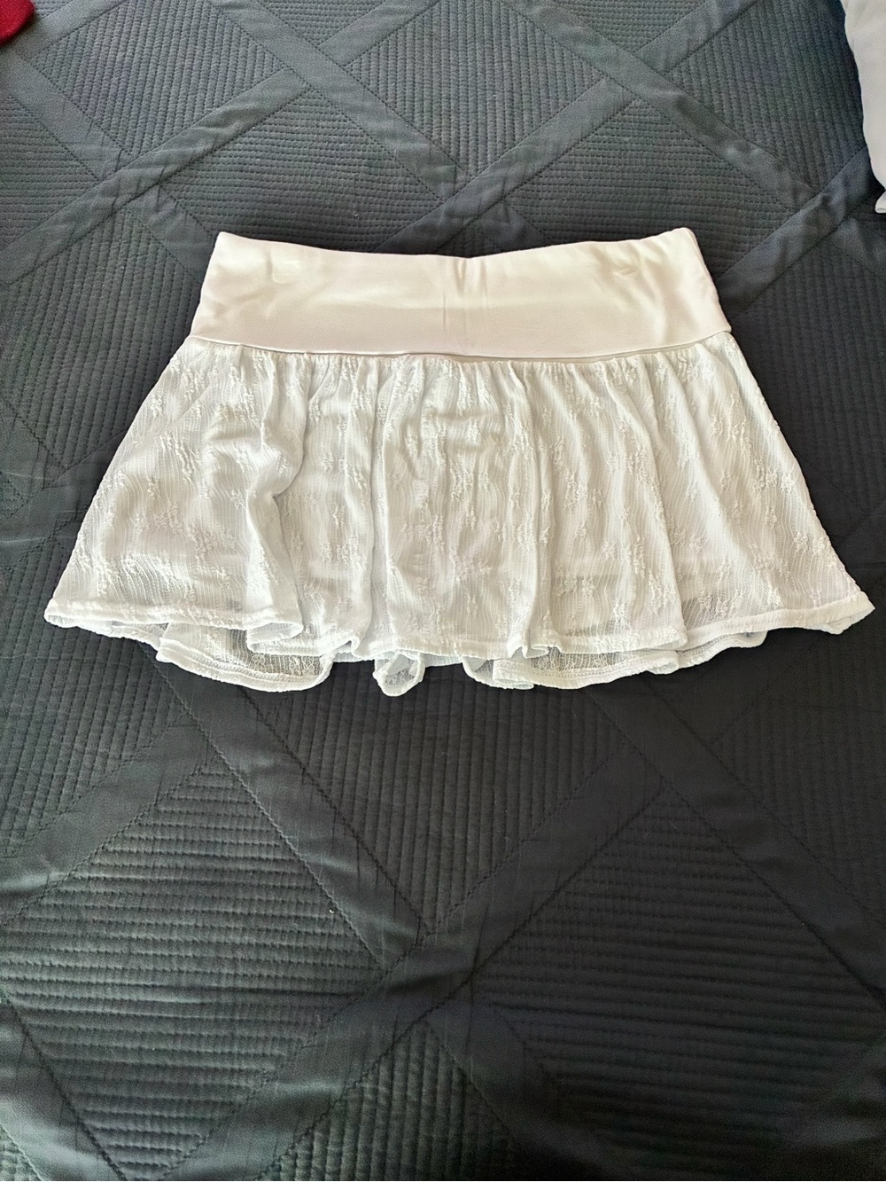 No Boundaries White Tiered Skater Mini Skirt